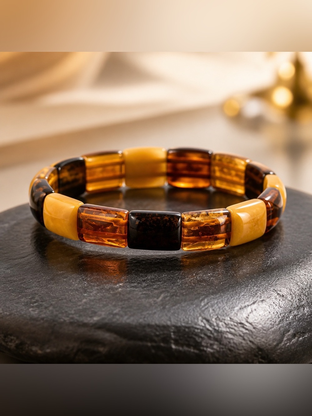 Baltic Amber Beaded Stretch Bracelet